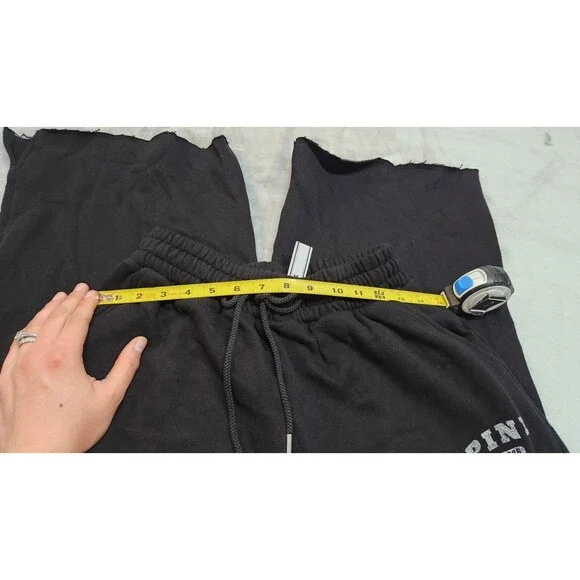 NWT Victoria's Secret Small Black Ivy Fleece Wide-Leg Split-Hem Sweatpants - Picture 8 of 11